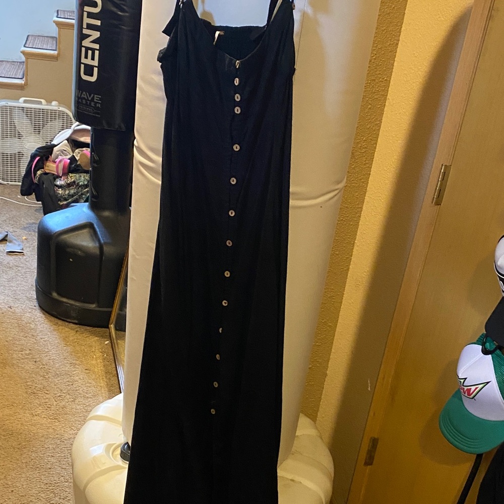 Black Button-Front Maxi Dress - Lightweight Women's Summer Dress